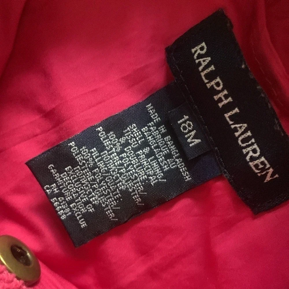 Ralph Lauren Kids Pink Quilted Barn Jacket‎ Corduroy Trim 18M